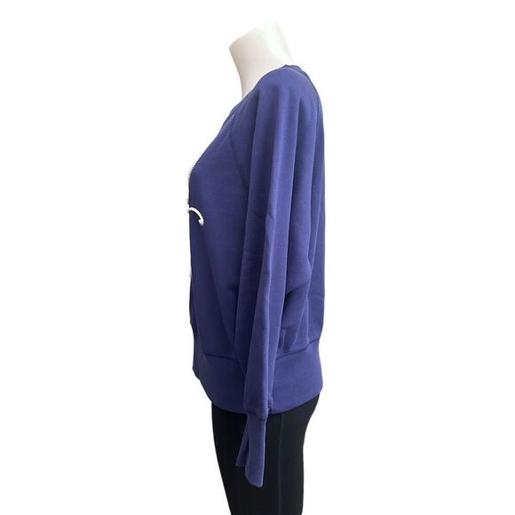 J.CREW Anchor Terry sweatshirt in original cotton Navy Blue Women’s Medium - Picture 2 of 7